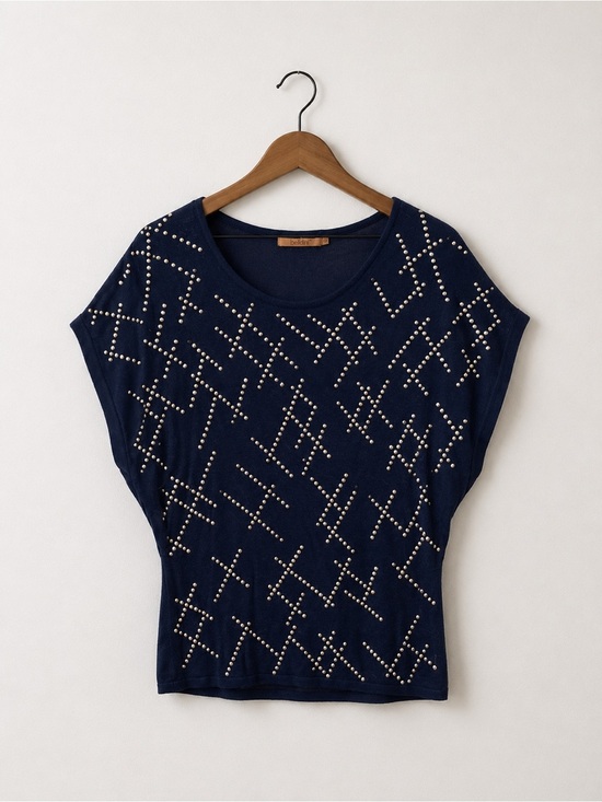 Belldini Tops - Belldini Navy Embellished Shirt Oversized Size Small